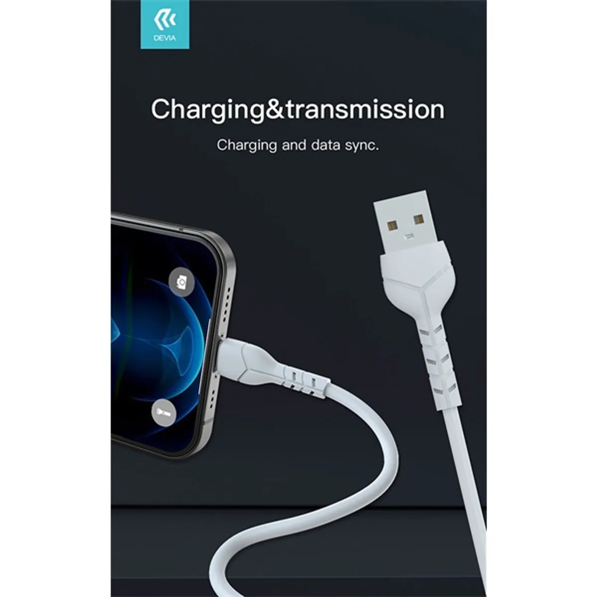 Devia ST351136 Kintone V2 USB-A USB-C adat- és töltőkábel 1m fehér #3