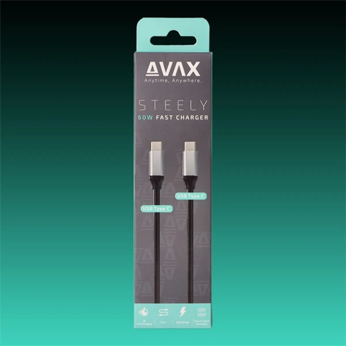 AVAX AVAX_CB302G USB-C kábel 1,5 m szürke USB-C USB-C #1