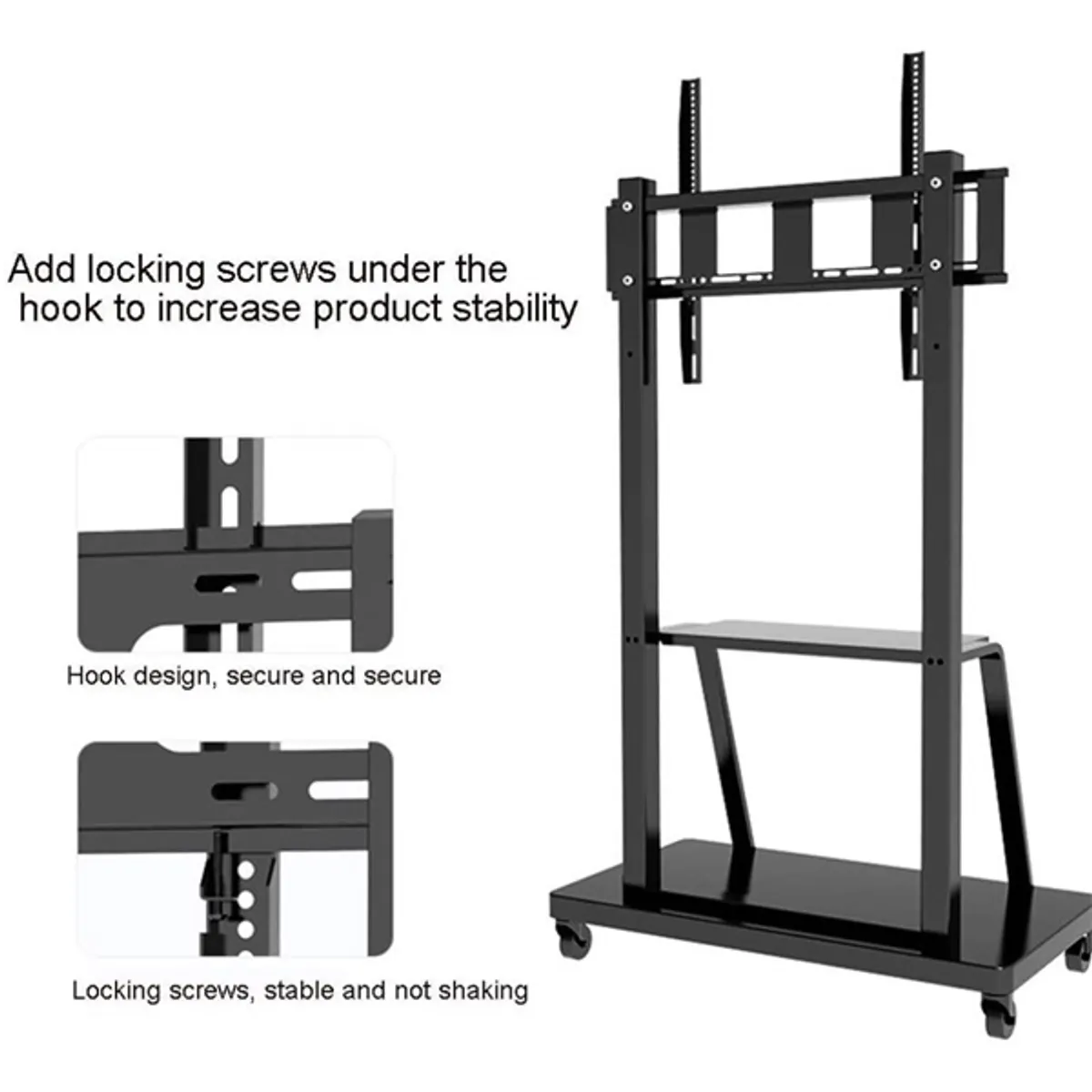 Techly ICA-TR30 mobil tévétartó 55-100" LED LCD, VESA 800x600, max 150 kg, 2 pozícióban állítható magasság, kerekes talp fekete #8