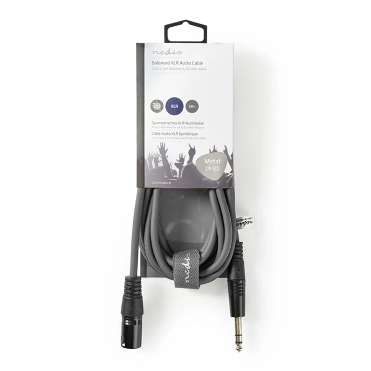 Nedis COTH15100GY30 XLR 3-tűs szimmetrikus audió kábel 3m 6,35 mm dugó nikkelezett #3