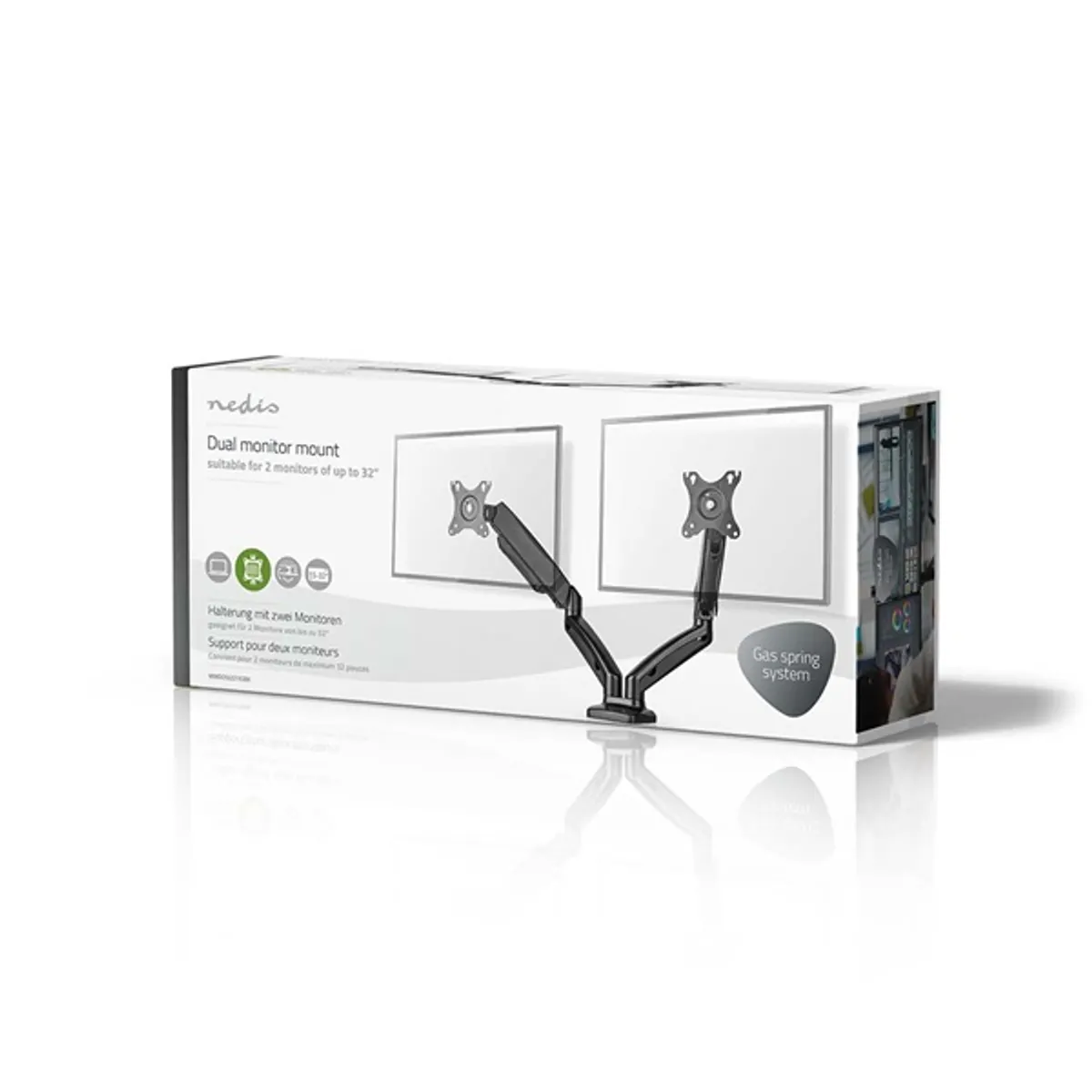 Nedis MMDOSGS110BK gázrugós asztali monitor tartó dupla 15"-32" fekete #4