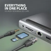 AXAGON HMC-4KX3 USB-C hub 11in1 3x HDMI 4K DisplayPort 100W PD RJ-45 SD microSD #10