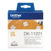 Brother DK11221 Címkéző szalag 23x23 mm fehér alapon fekete, elővágott, 1000 db tekercsenként