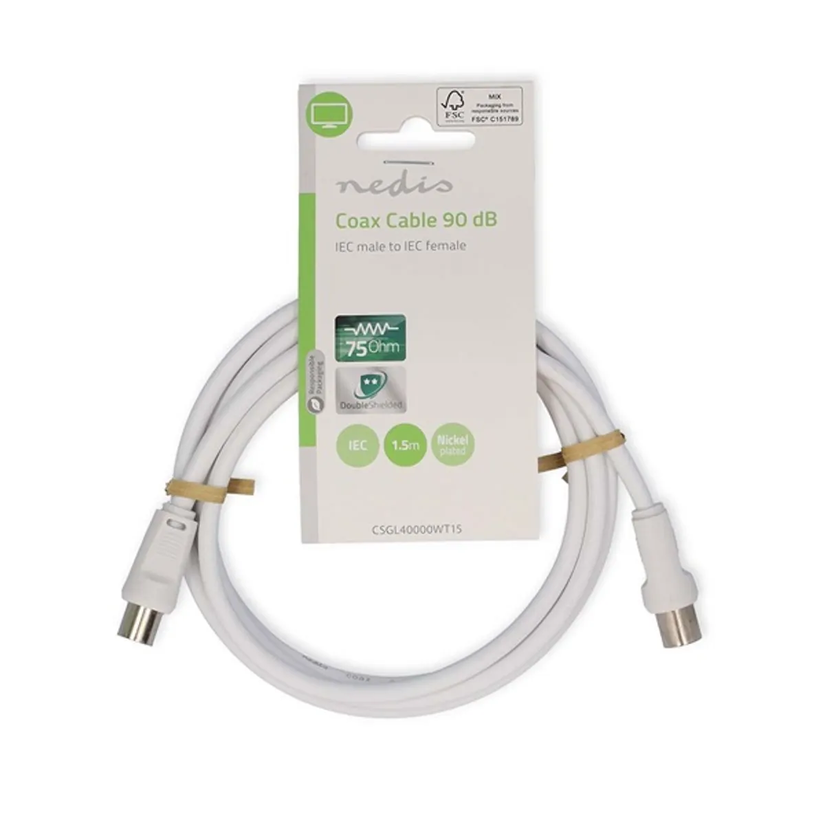 NEDIS CSGL40000WT15 koaxiális kábel 75 Ohm 4x árnyékolt 120 dB ferriteszűrővel nikkelezett érintkezők öntött dugók #3