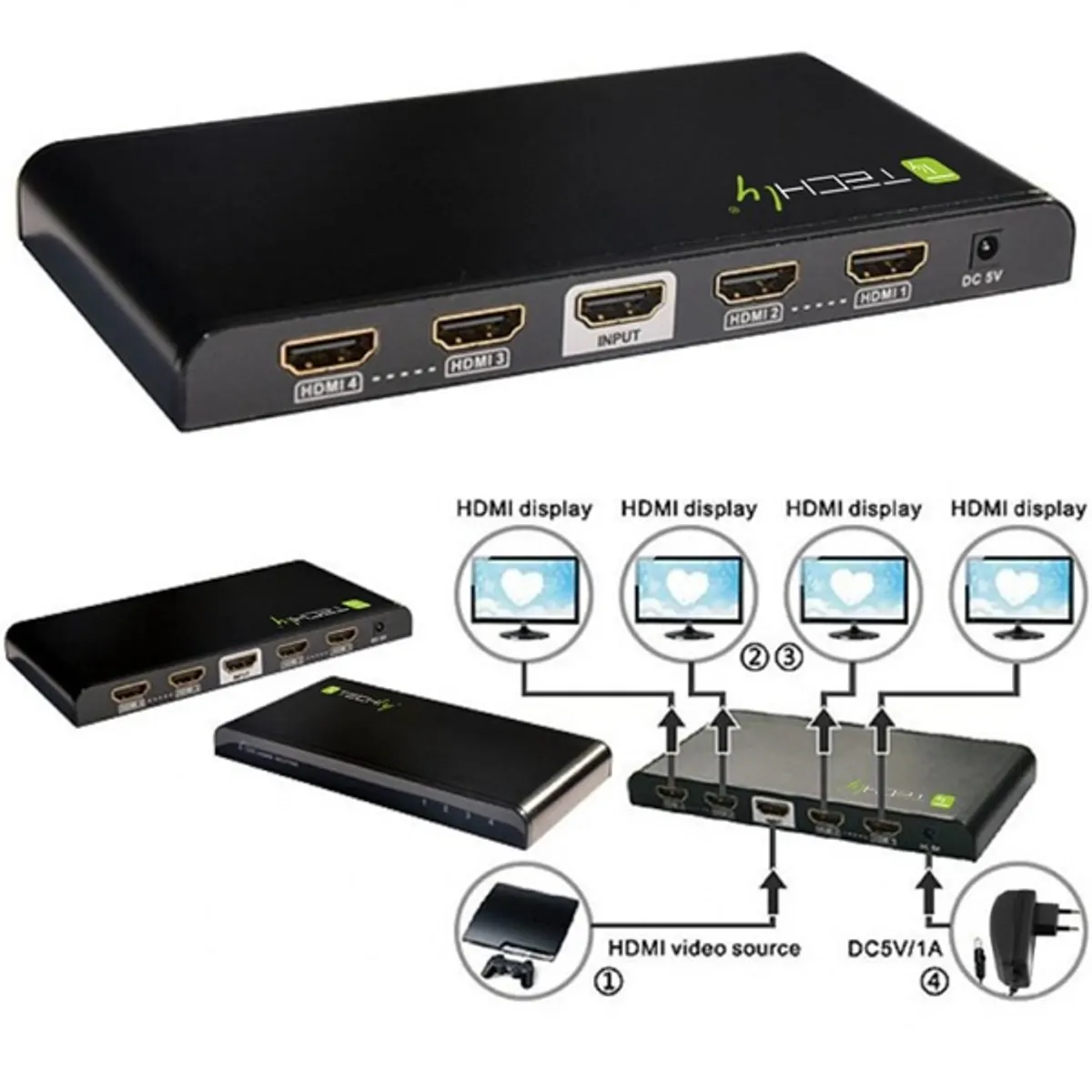 TECHLY IDATA HDMI-4K4 fejhallgató-erősítő #2