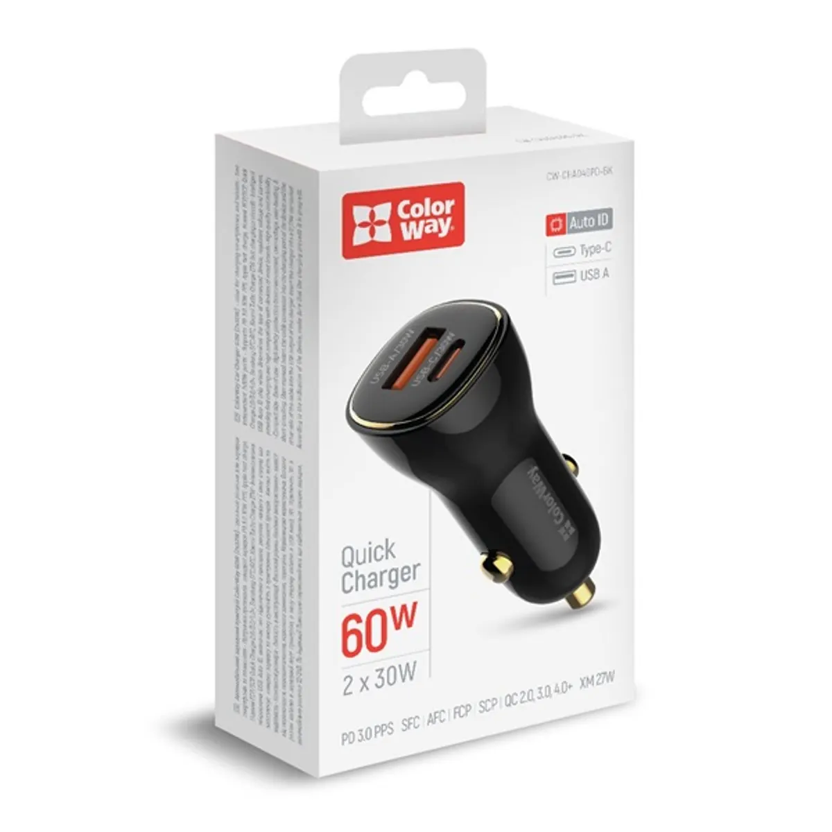 ColorWay CW-CHA046PD-BK Autós töltő USB-C USB-A 60W PD 3.0 PPS QC Apple Huawei Samsung Intelligens USB Auto ID védelem #8