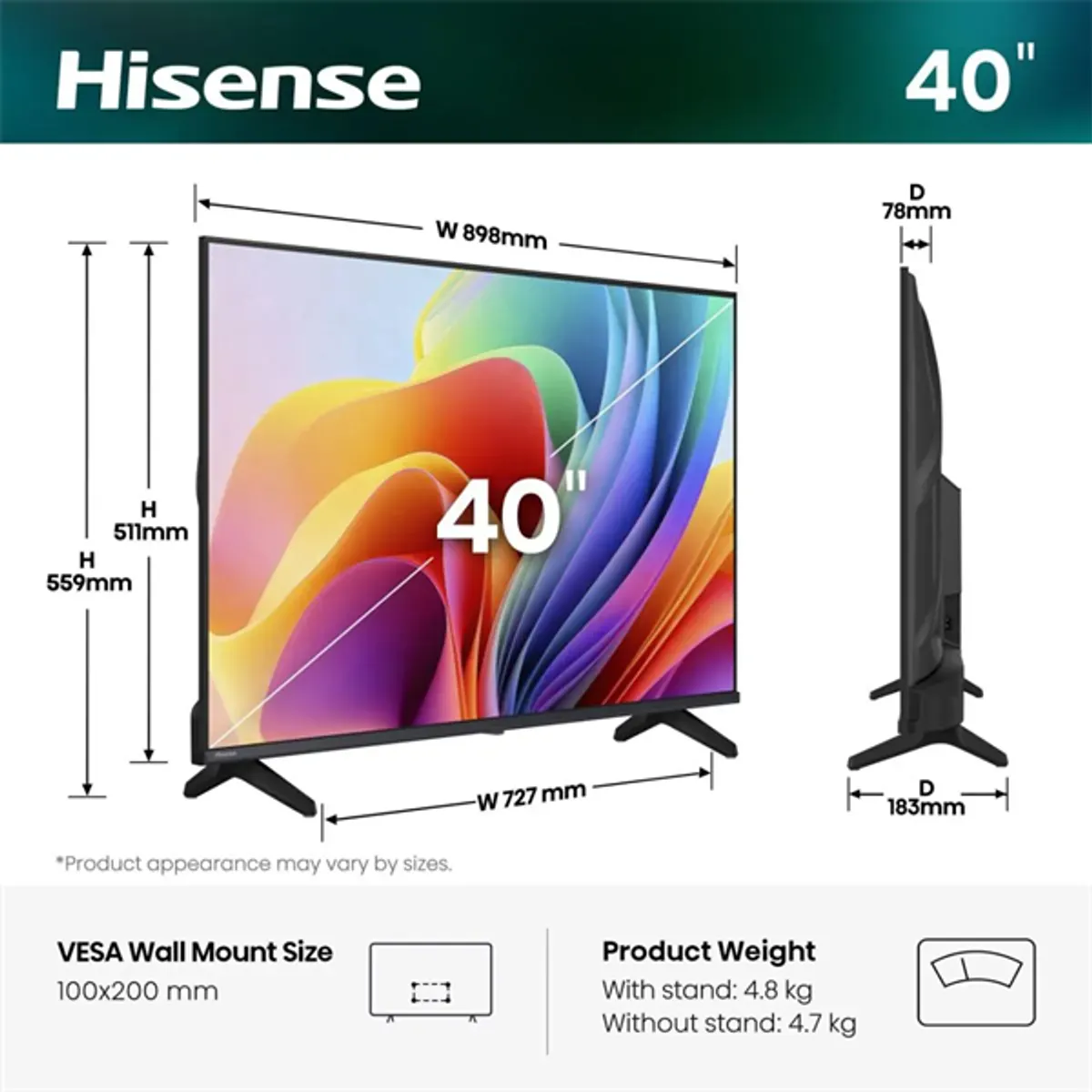 HISENSE 40A4S FHD okos LED televízió 40" 1920x1080 HDR10 VIDAA Voice Remote Dolby Audio DTS VirtualX #2