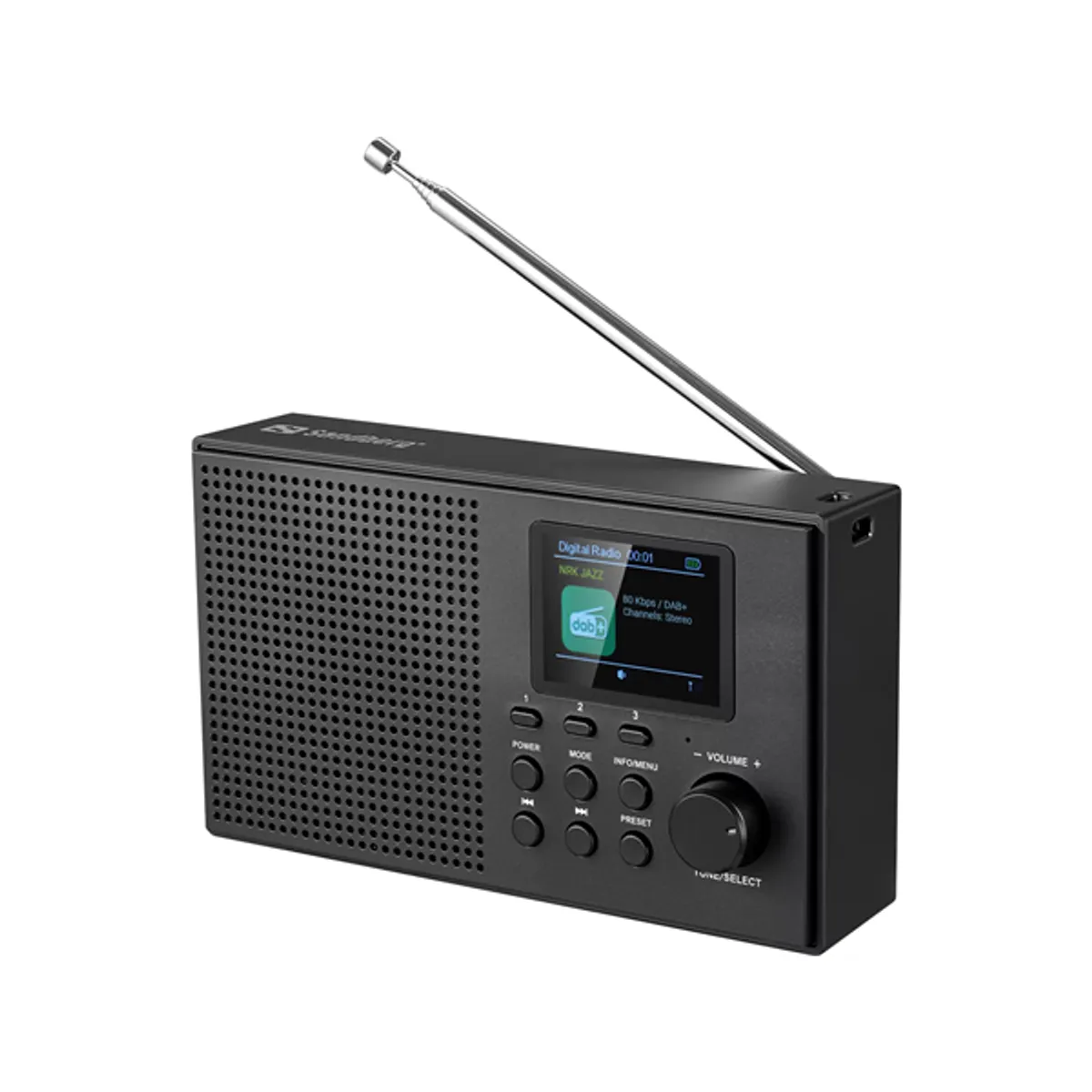 Sandberg 421-39 Rádió DAB BT Recharge 3W RMS FM 57 mm 2.0" TFT USB-C töltés 2000 mAh #1