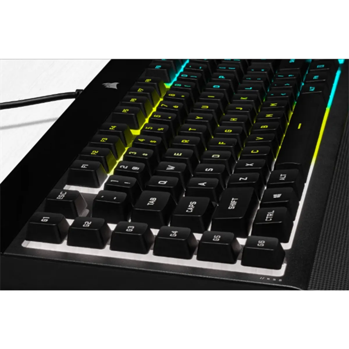 Corsair CH-9226765-NA K55 RGB Pro 5 zónás RGB háttérvilágítás IP42 por- és fröccsenésálló Levehető csuklótámasz 6 makrógomb #7
