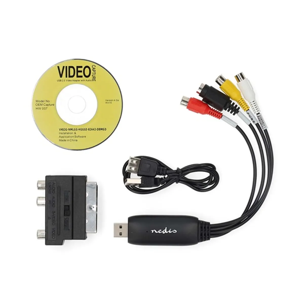 Nedis VGRRU101BK videó grabber scart 3x rca s-video usb 2.0 5 v dc Windows 7-11 480p #1
