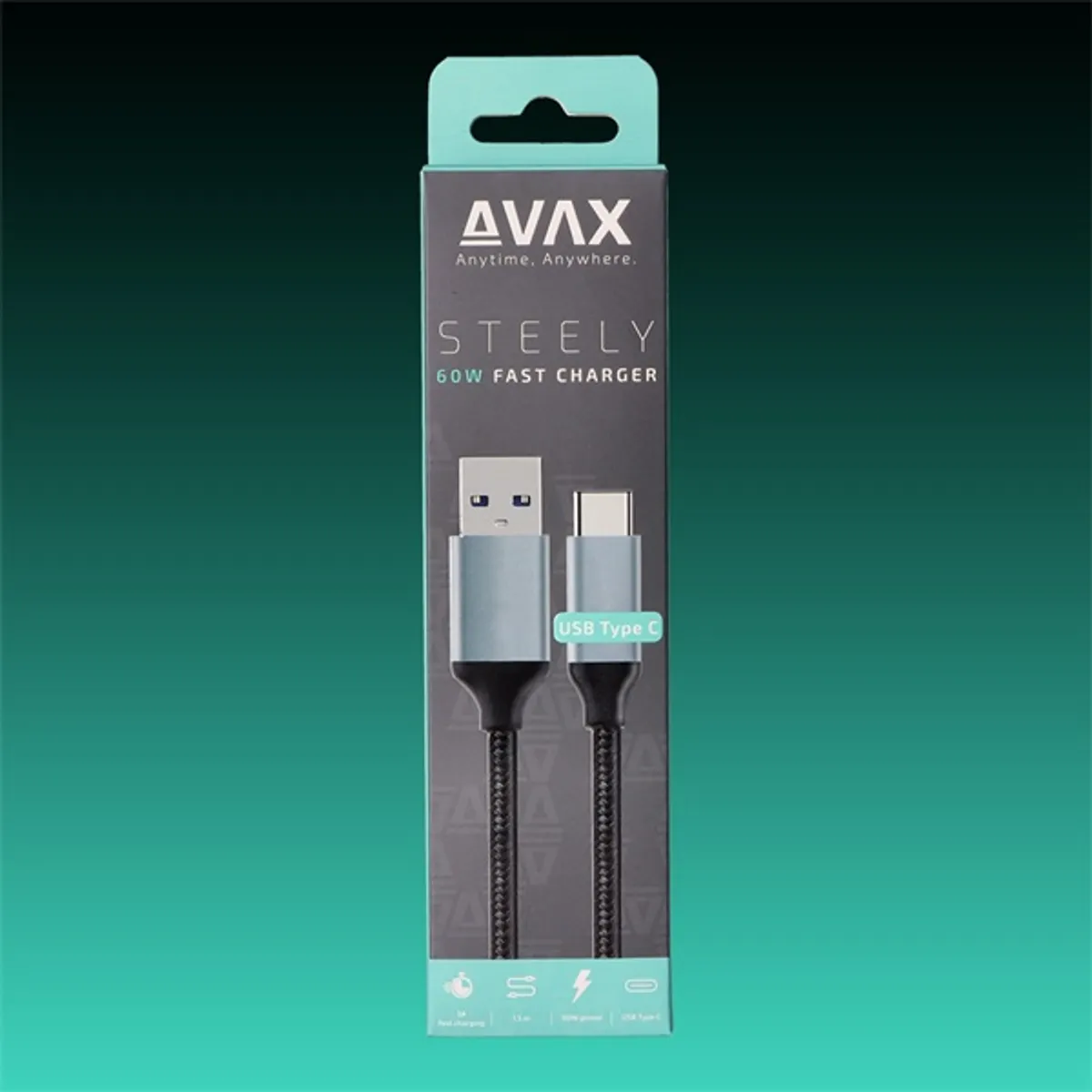 AVAX AVAX_CB301G USB-A-USB-C kábel Összekötő 1,5 m acélszürke #1