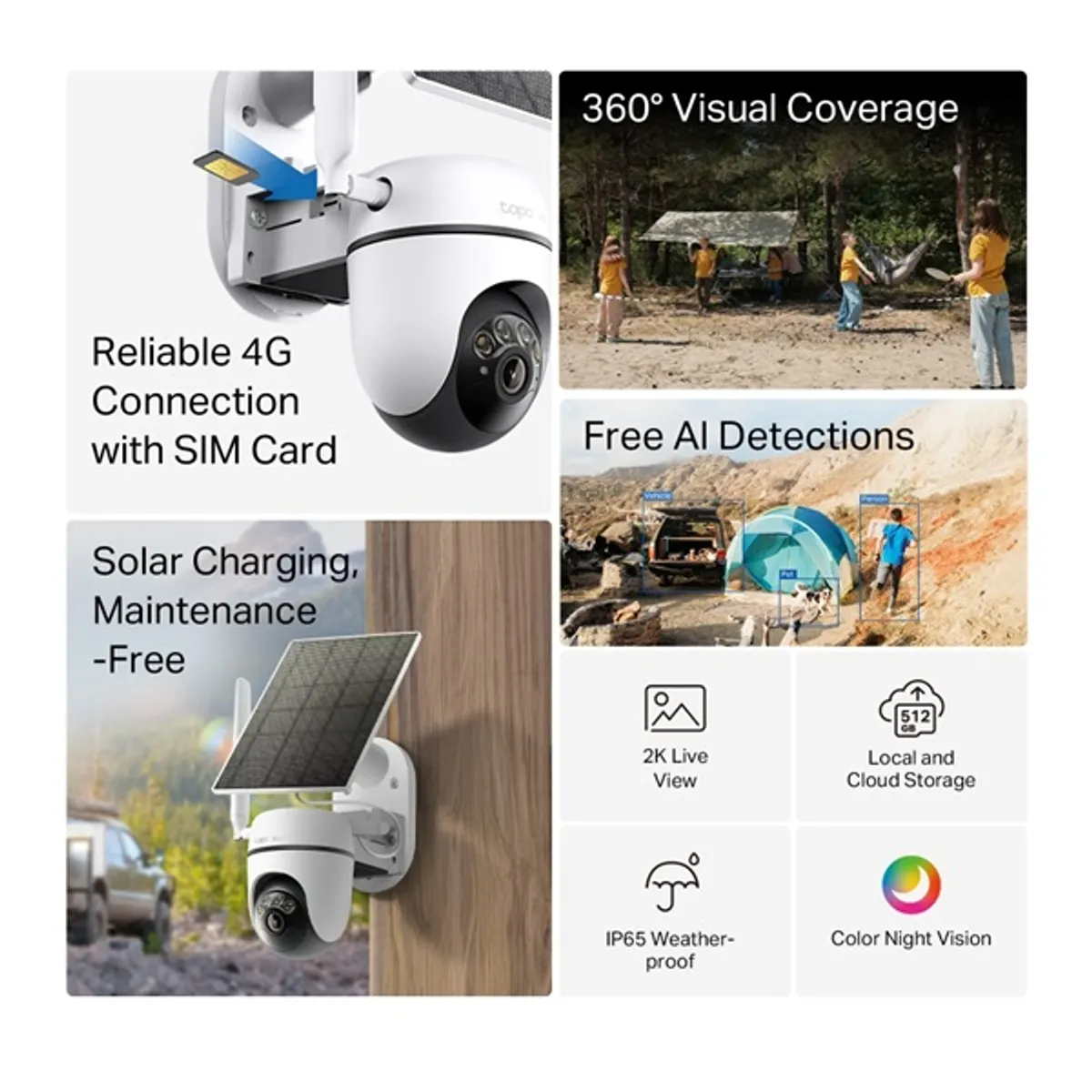 TP-LINK TAPO C615G KIT Tapo C615G KIT 4G LTE napelemes 2K és 3MP felbontás színes éjjellátás személy-állat-jármű észlelés 360 fokos követés IP65 #2
