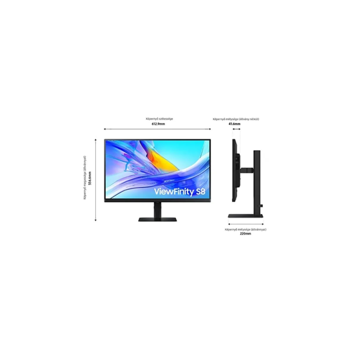 SMG MON LS27D800UAUXEN 27" UHD IPS monitor 3840x2160 60 Hz 5 ms HDR Beépített tápegység Állítható magasság Dönthető Forgatható Pivot VESA 100x100 HDMI DisplayPort USB-C USB LAN #5