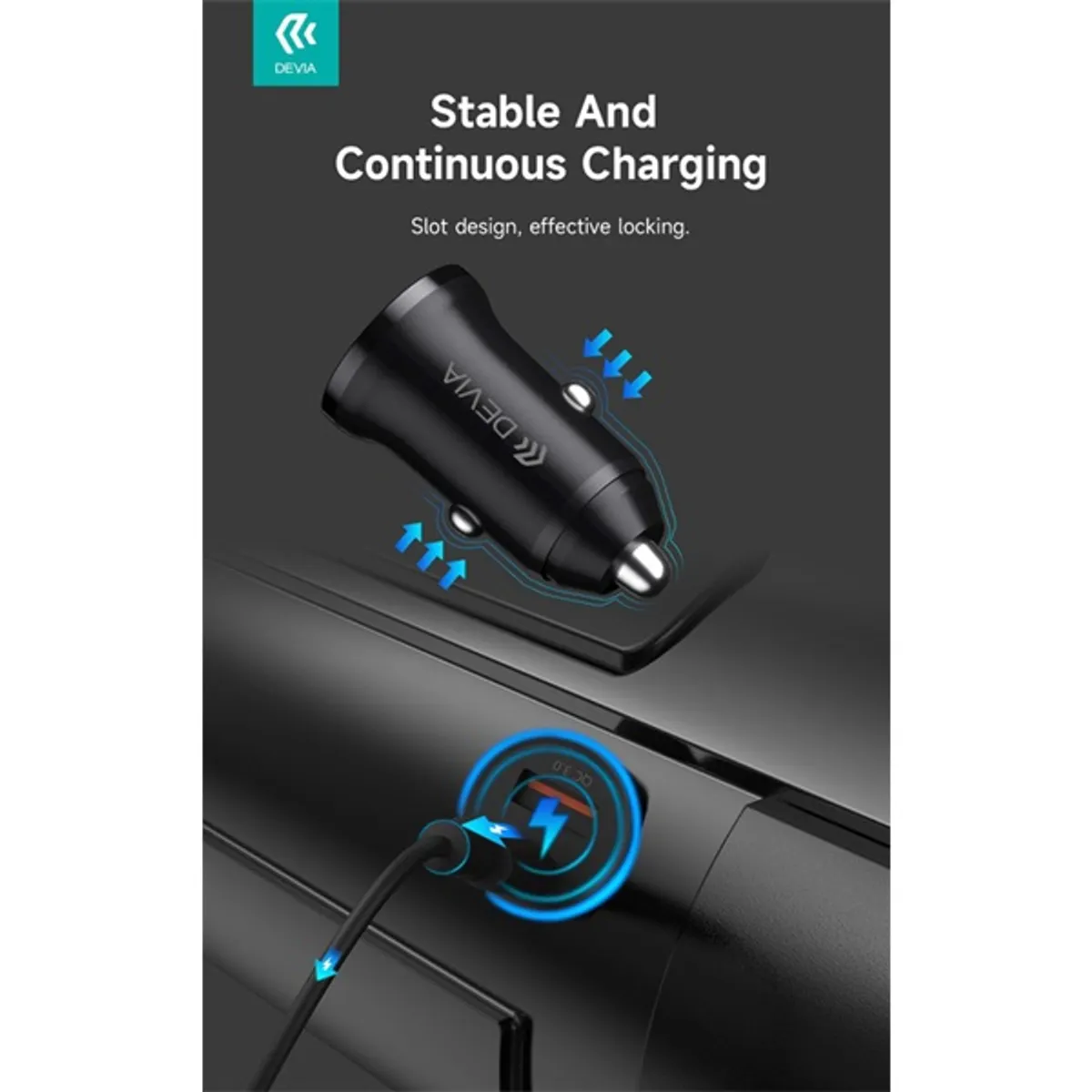 Devia ST112421 Smart Series Mini 30W PD USB-C QC3.0 USB-A fekete autós töltő #6