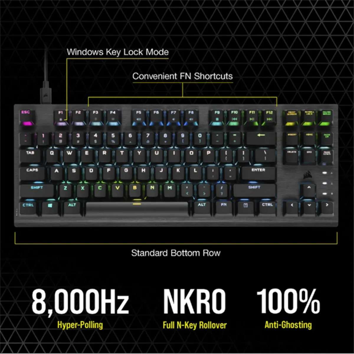 Corsair CH-911D01A-NA K60 Pro TKL RGB OPX optikai-mechanikus billentyűzet alumínium keret USB-A #7