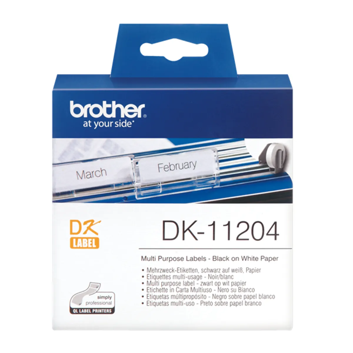 BROTHER DK11204 címke tekercs 17x54mm, fehér alapon fekete, elővágott, 400 db #3