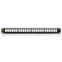 KELINE KEP-EMPTY-S patch panel 1U fekete üres 24 db keystone 19" integrált hátsó kábel-menedzsment M6 csavar készlet 4 db földelő csavar #2