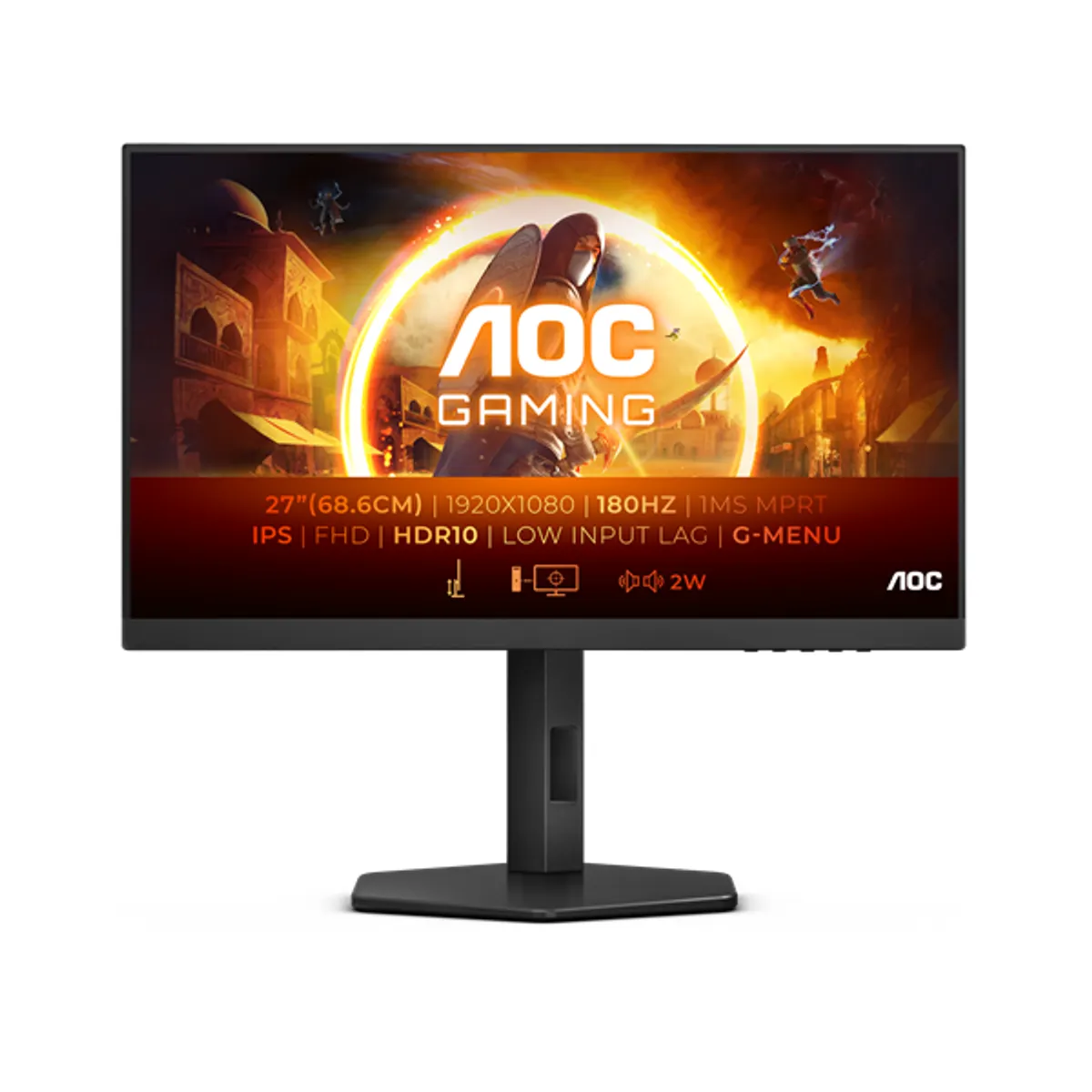AOC 27G4X gaming monitor 27" ips 180 hz 1 ms hdr10 g-sync hdmi 2.0 dp 1.4 2x2w hangszórók állítható magasság #1