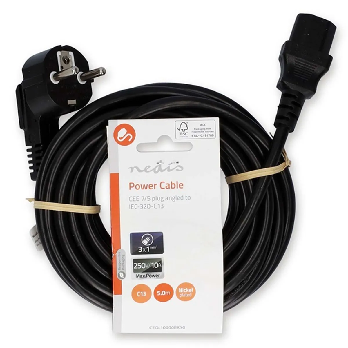Nedis CEGL10000BK50 tápkábel IEC-320-C13 5 m 3 x 1,00 mm² fekete dugó földelő érintkezővel #6