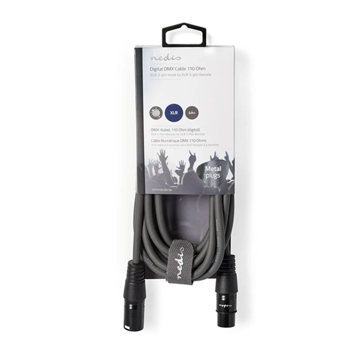 NEDIS COTH15012GY30 dmx adapter kábel xlr 3 tűs dugó xlr 3 tűs anya 110 ohm nikkelezett 3 m pvc sötétszürke #3