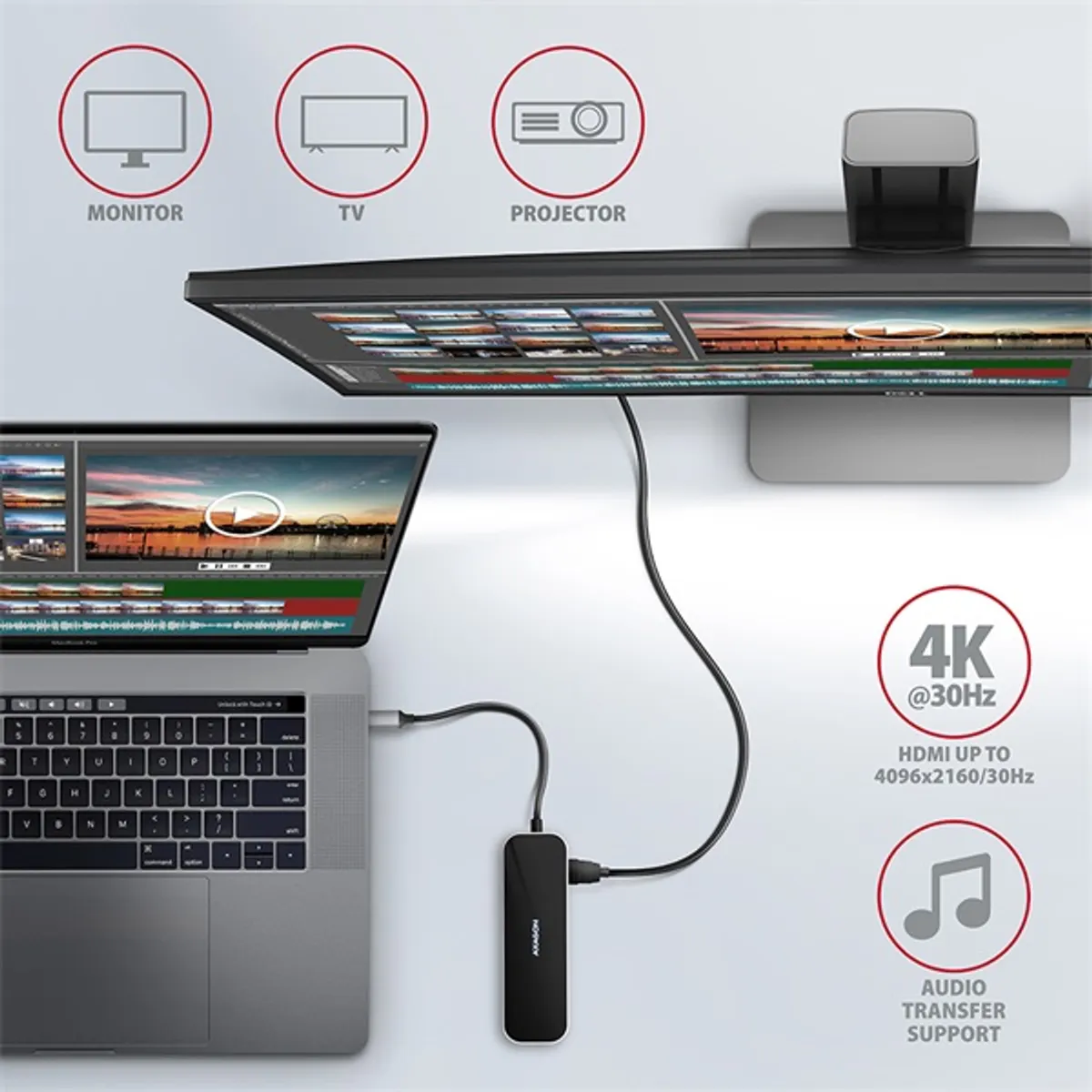 AXAGON HMC-6GL 6 az 1-ben USB-C dokkoló 3x USB 3.2 Gen1 HDMI 4K30 RJ-45 Gigabit PD #4