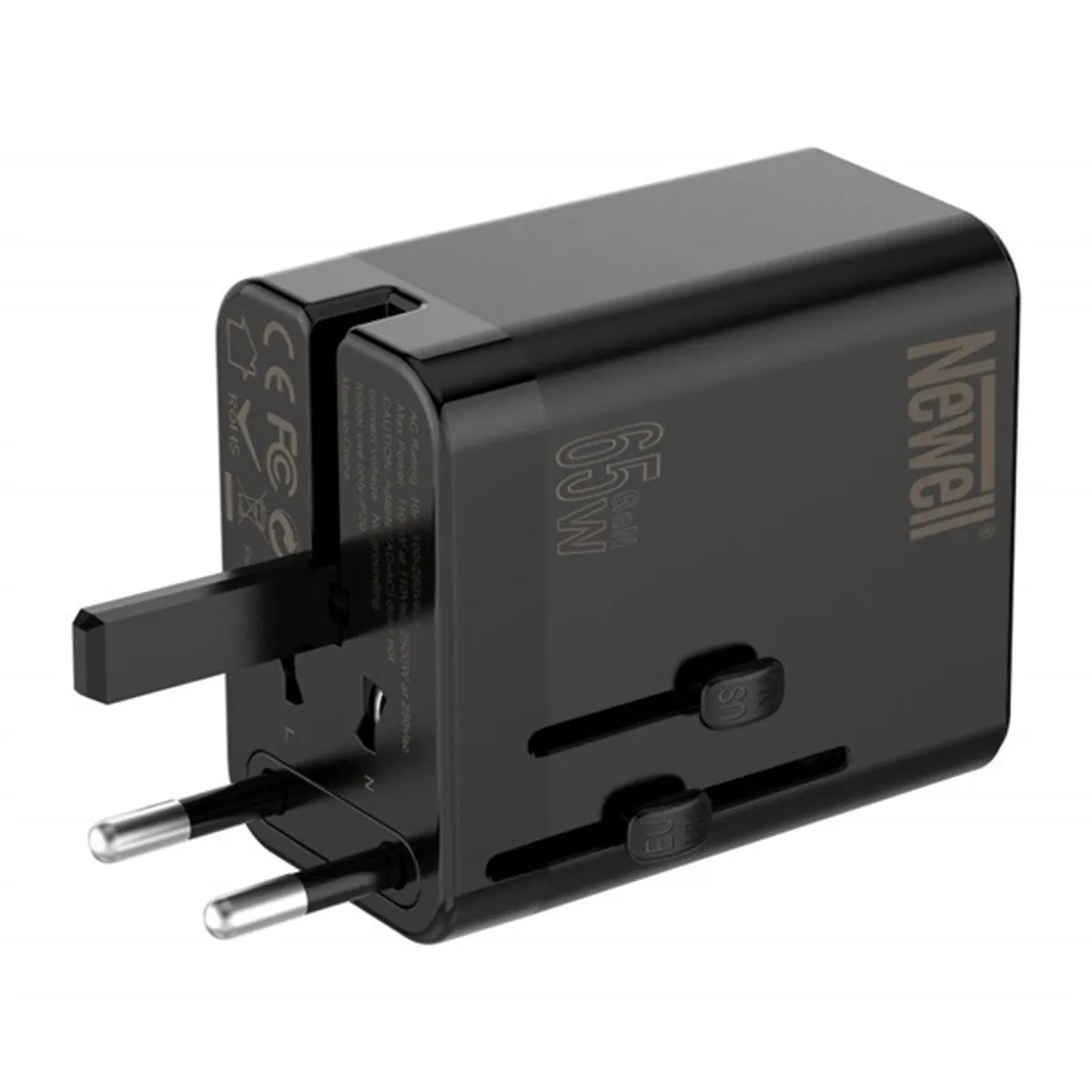 NEWELL NL3821 GaN utazó töltő 65W 2x USB-C 1x USB-A kivehető dugók 100-240V #4