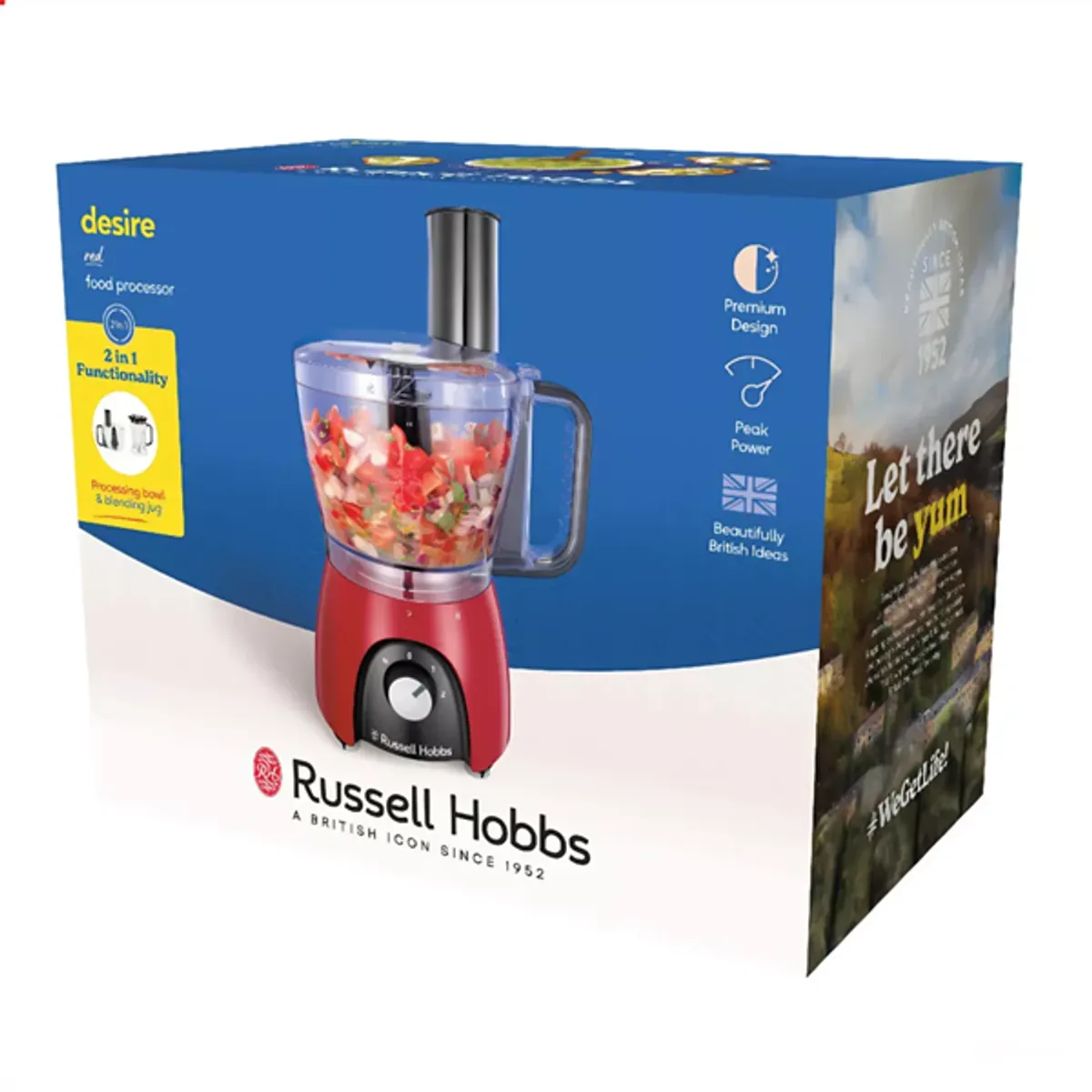 Russell Hobbs 27110-56 Desire Red konyhai robotgép 2,3 l keverőtál 1,5 l turmixkehely 600 W 2 sebességfokozat pulzáló #5