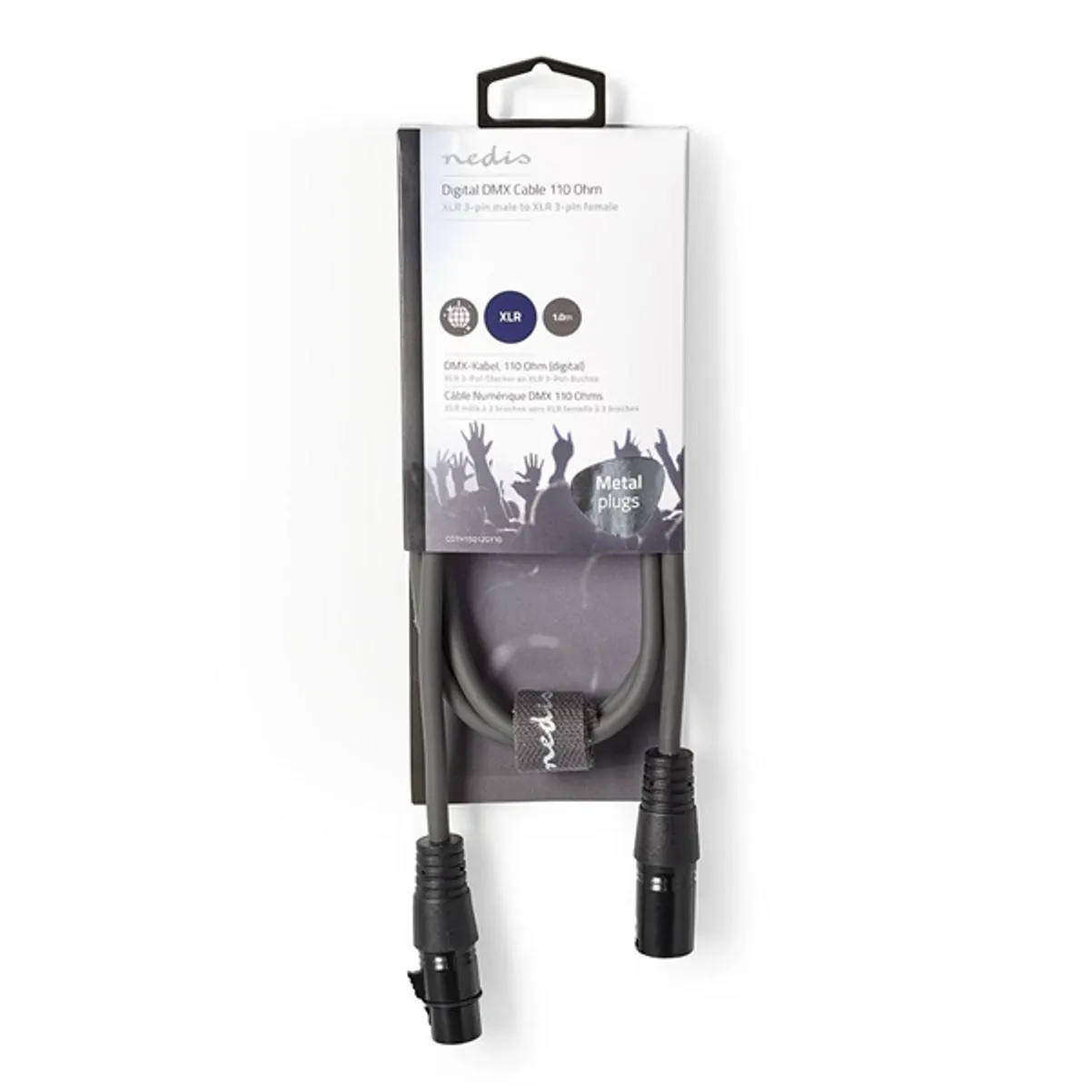 Nedis COTH15012GY10 DMX adapter kábel XLR 3 tűs dugó XLR 3 tűs anya 1,00 m nikkelezett sötétszürke #3