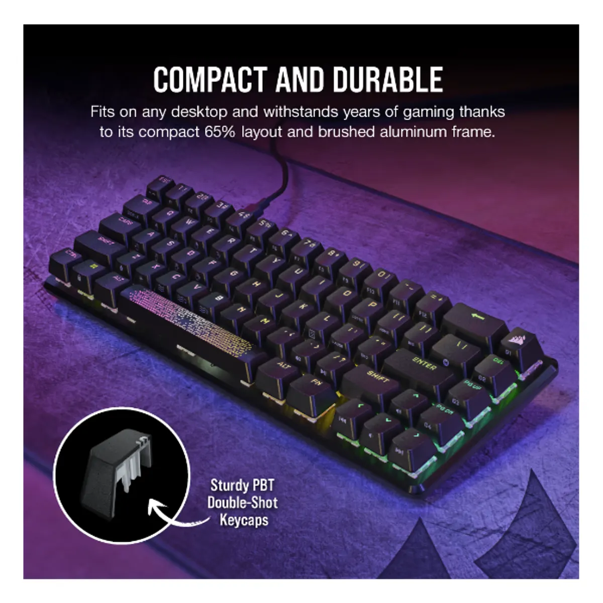 CORSAIR CH-91A401A-NA K65 PRO MINI RGB 65 százalékos optikai-mechanikus USB vezetékes US elrendezés OPX NKRO #3