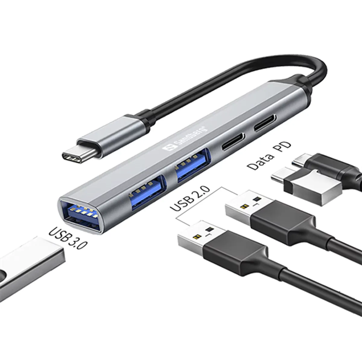 Sandberg 336-50 Saver USB-C hub 3x USB-A 2x USB-C PD65W alumínium ház #2