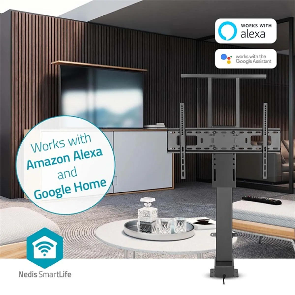 NEDIS TVSM5840BK motoros TV-emelő 37-80" Wi-Fi SmartLife, 50 dB, VESA 200x200-600x400 #6