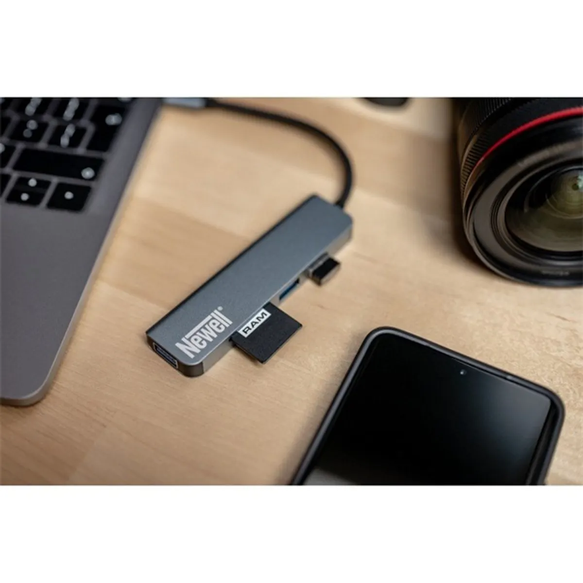NEWELL NL3604 5 az 1-ben hub USB-C 2x USB-A 2.0 1x USB-A 3.0 SD és micro SD olvasó alumínium #4
