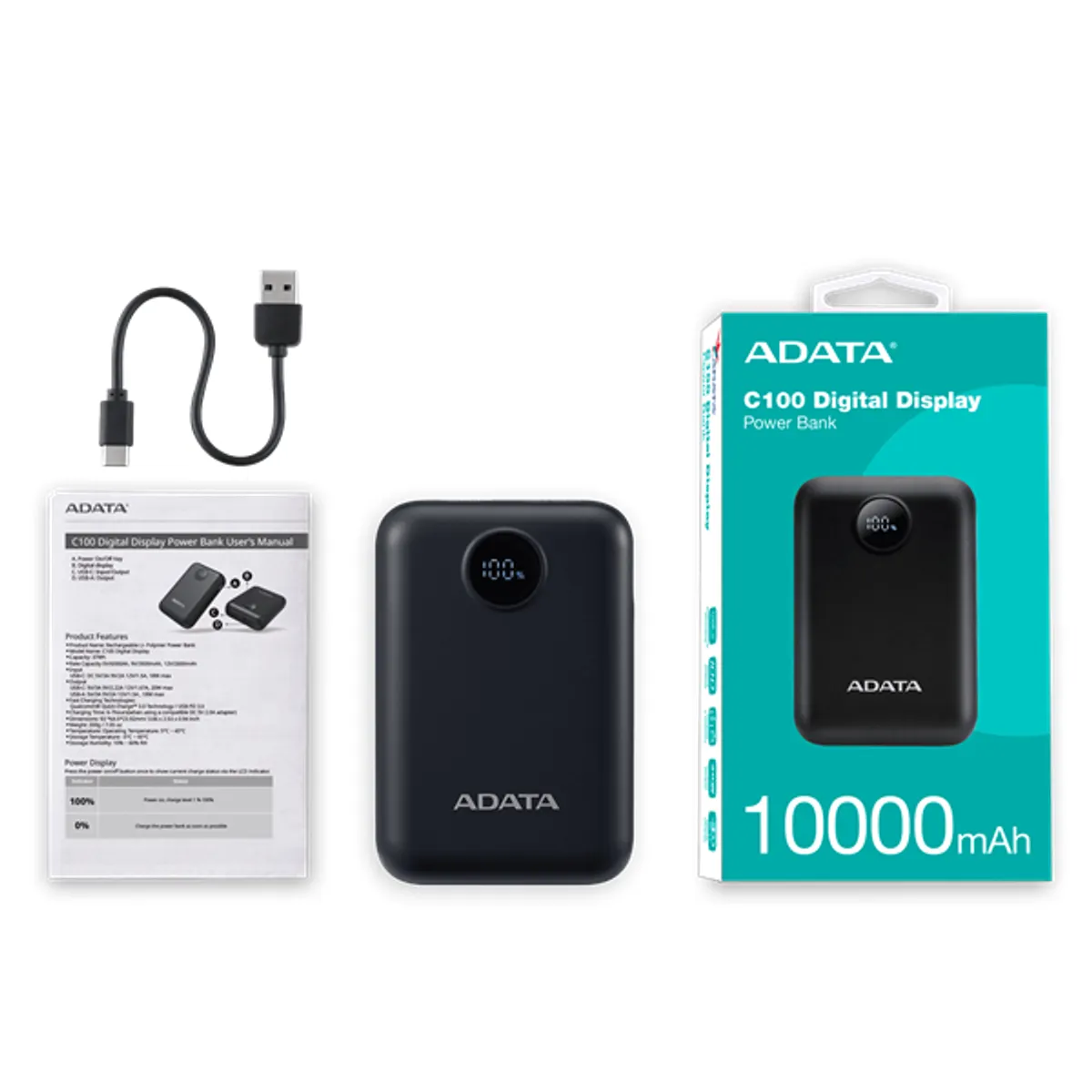 ADATA PC10022-12BK külső akkumulátor kapacitás 10000 mAh #1