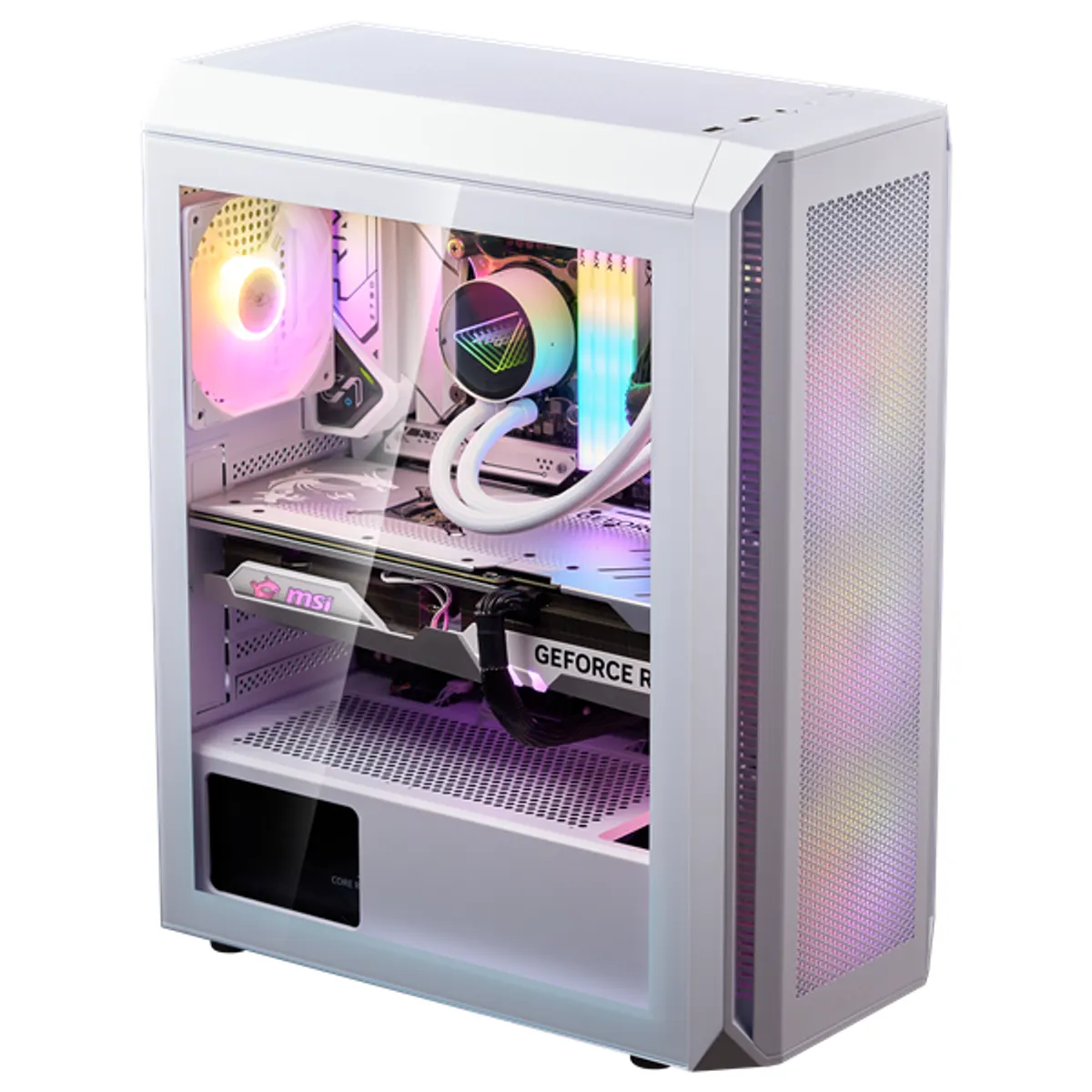 ADATA VALORAIRPLUSMTA-WHCWW Valor Air Plus üvegfalú fehér 3x belső 3.5" bővítőhely, 2x USB 3.0, 1x Audio, táp nélkül, 2x RGB ventilátor #1