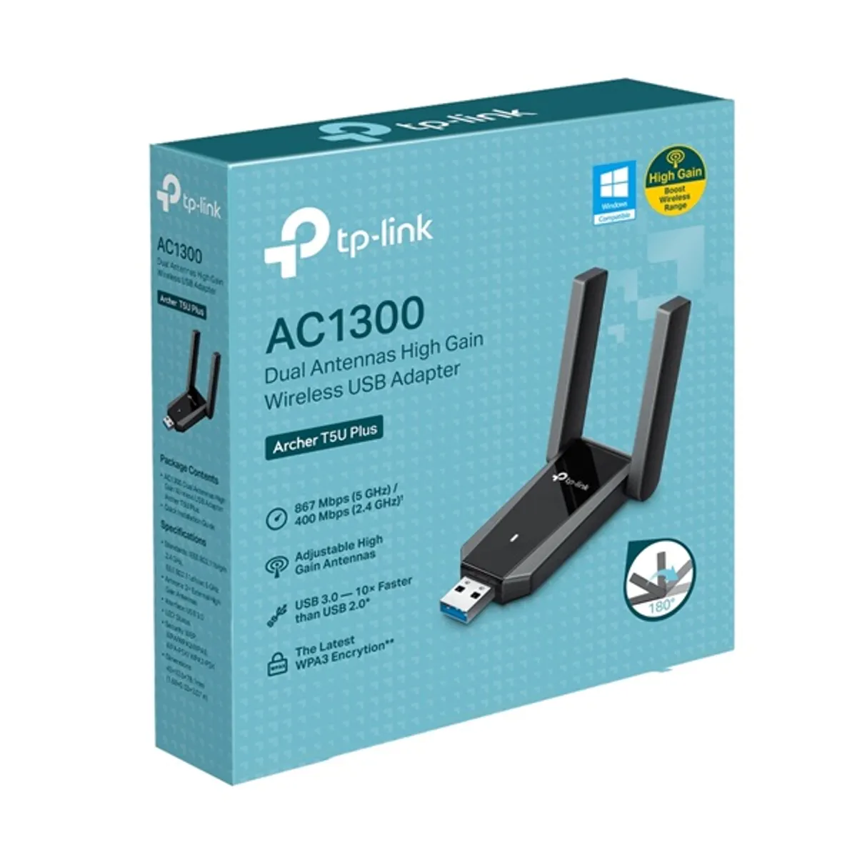 TP-LINK ARCHER T5U PLUS Archer T5U Plus USB 3.0 2.4 GHz és 5 GHz 1300 Mbps Windows kompatibilis 802.11ac n g b #3