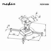 Nedis PJCM100BK projektor konzol mennyezeti forgatható 0-360 fok dönthető 90 fok 185-327 mm furatok 4 kar #6
