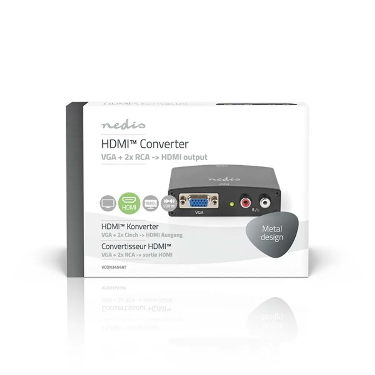 Nedis VCON3454AT VGA-HDMI konverter 1-irányú VGA bemenet, HDMI kimenet, audió 2x RCA, 1080p #1