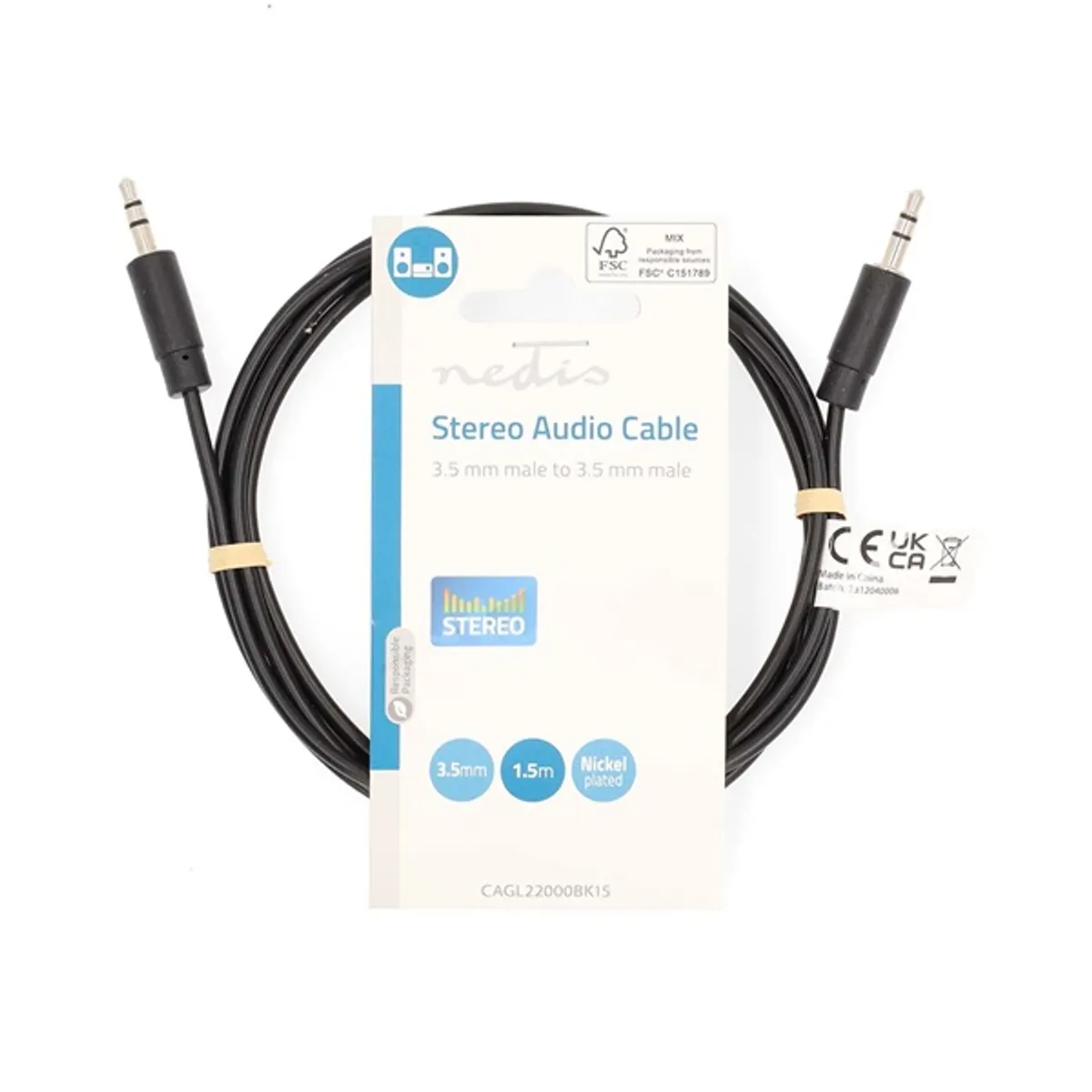 NEDIS CAGL22000BK15 3,5 mm jack sztereó audiókábel 1,5 m egyenes mindkét vége fekete #2