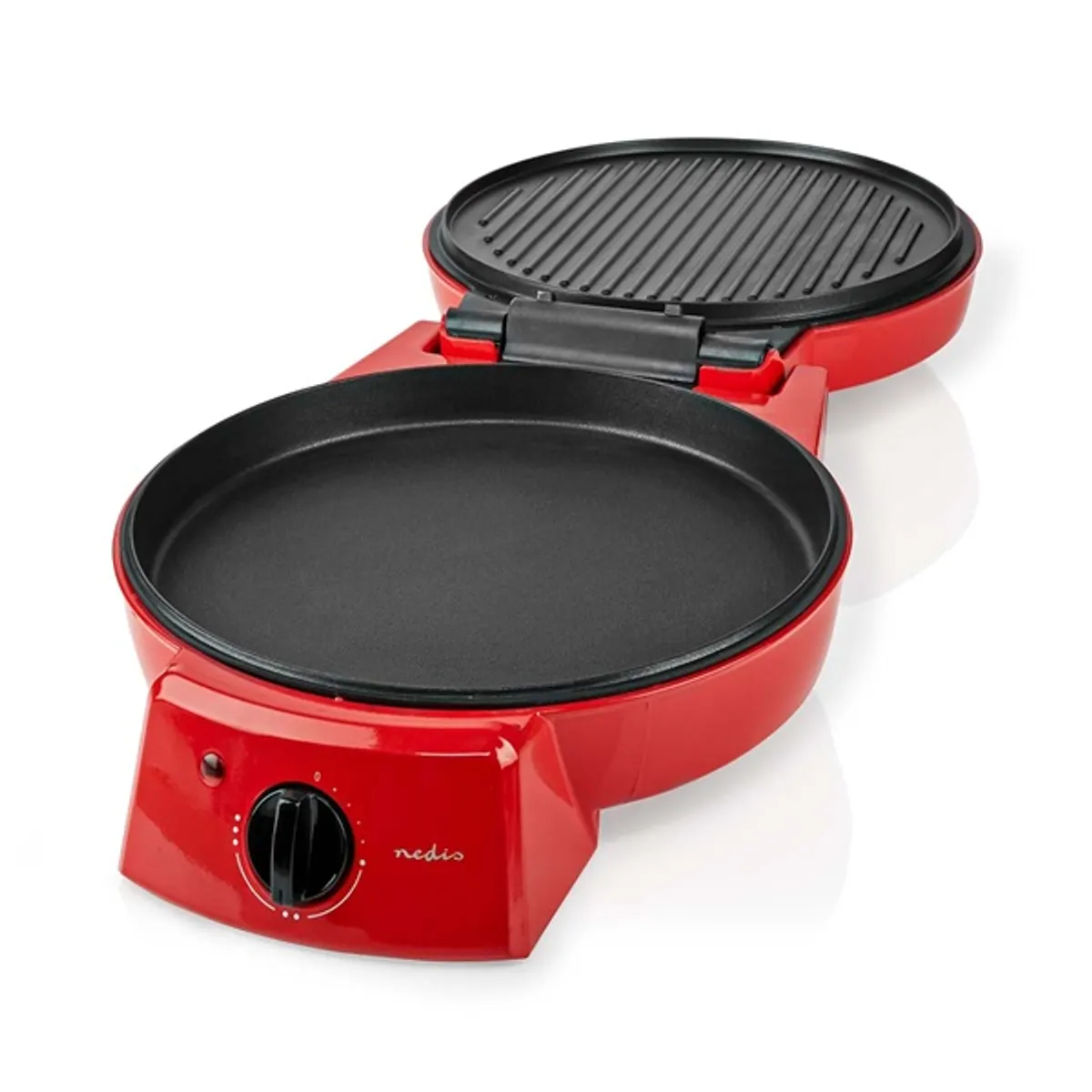 NEDIS FCPM100FRD pizza- és grillsütő 30 cm 1800 W 230 °C 180 nyitás tapadásmentes bevonat hideg érintésű fogantyú használatra kész jelzőfény #3