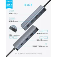 Anker A83790A1 8 az 1-ben USB-C hub 2x4K HDMI VGA 3x USB-A USB-C 5Gbps #1