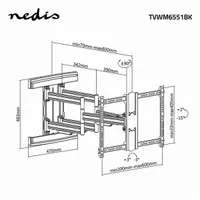 NEDIS TVWM6551BK tv-tartókonzol 37-80" 70 kg, VESA 200x100-600x400, forgatható 0-180°, dönthető 15°, 6 forgáspont #8