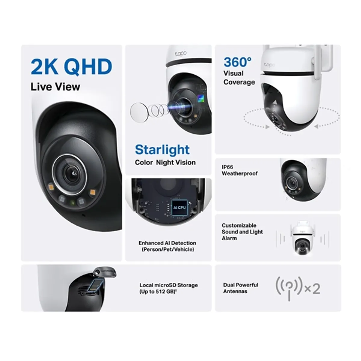 TP-LINK Tapo C520WS 2K4MP IP66 beltéri és kültéri dóm kamera 3,18mm microSD kétirányú hang #2