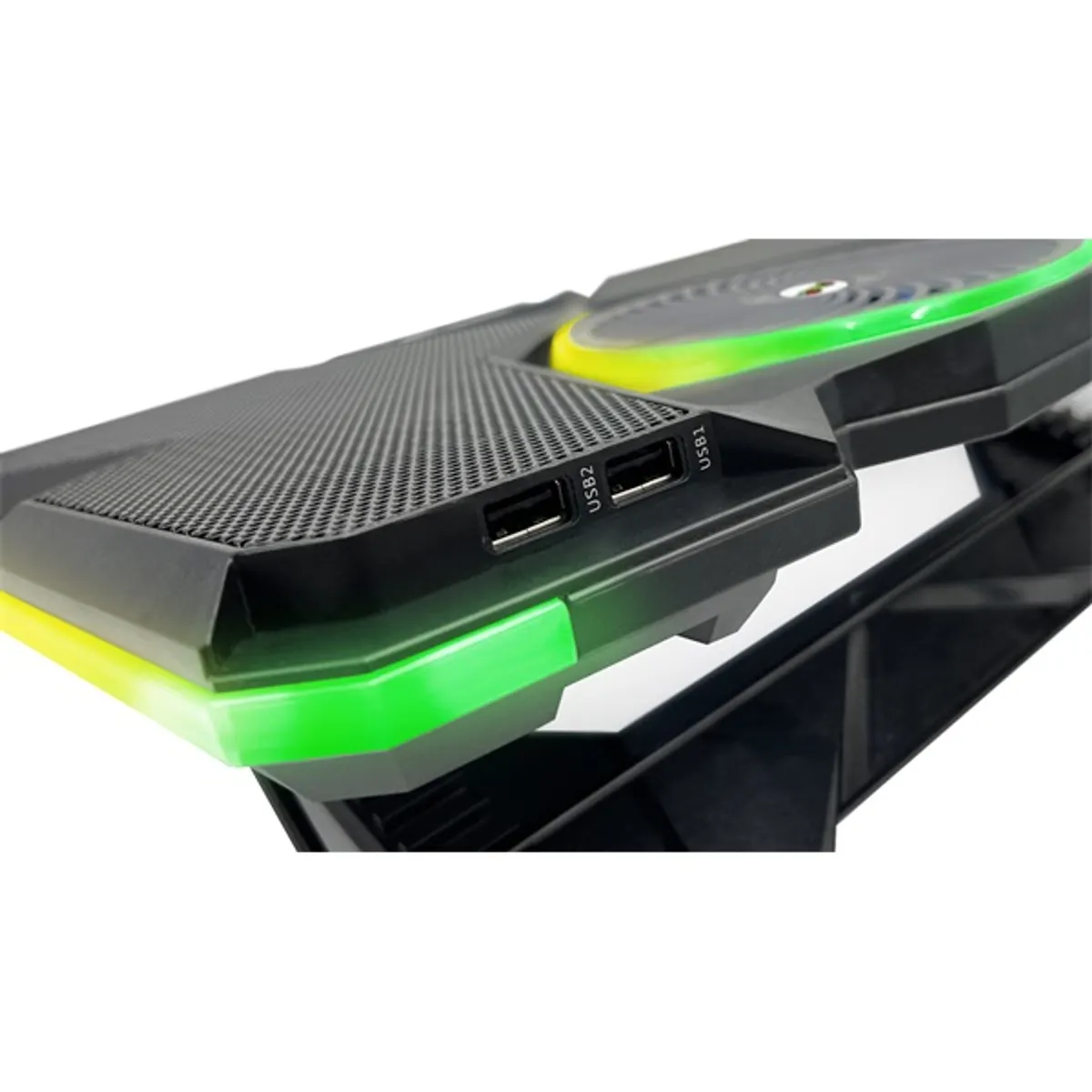 Froggiex FX-PC-P1-BL NitroCooling 5 ventilátor 12 RGB módok állítható dőlésszög telefontartó USB hub 17" notebook #4