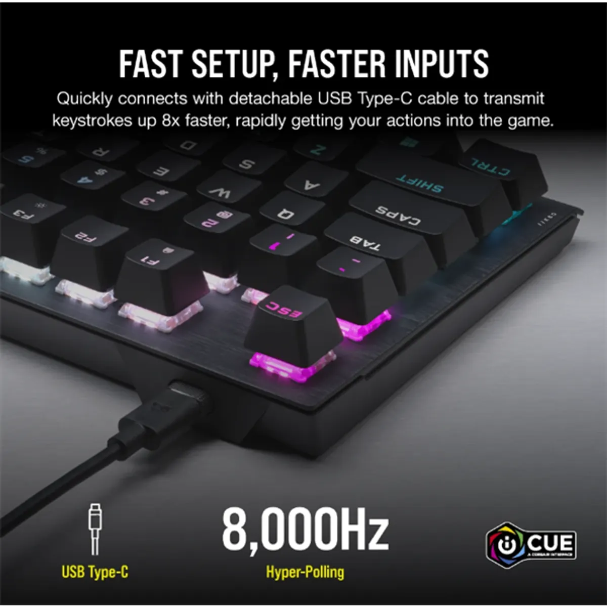 Corsair CH-911D01A-NA K60 Pro TKL RGB OPX optikai-mechanikus billentyűzet alumínium keret USB-A #5