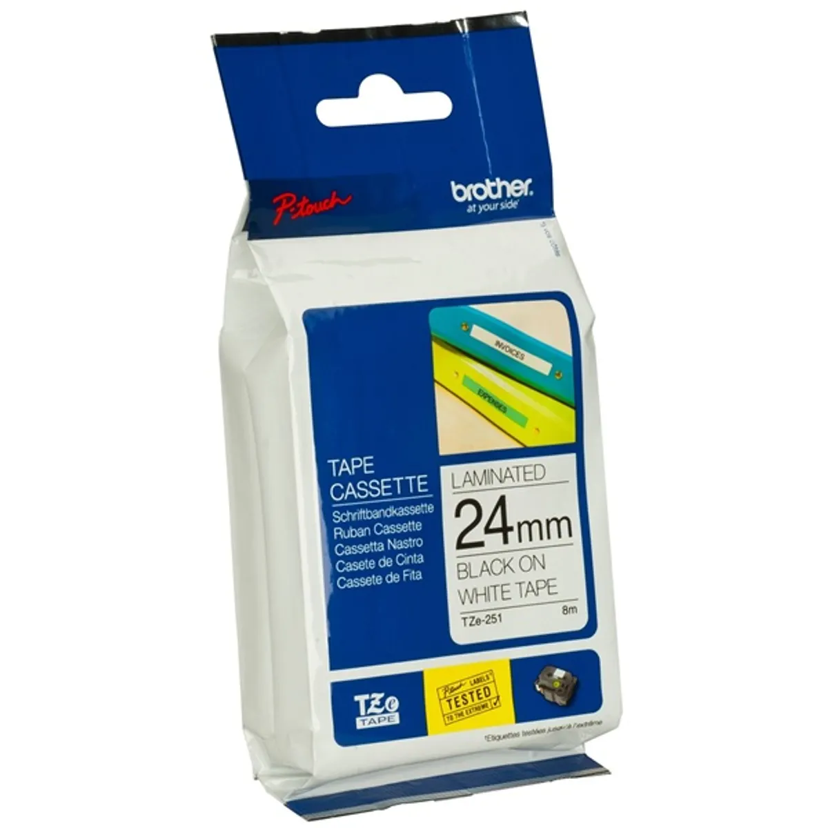 BROTHER TZE251 TZE251 laminált szalag Fehér alapon fekete felirat, 24 mm szélesség, 8 m hossz, laminált, kompatibilis P-touch készülékekkel #2
