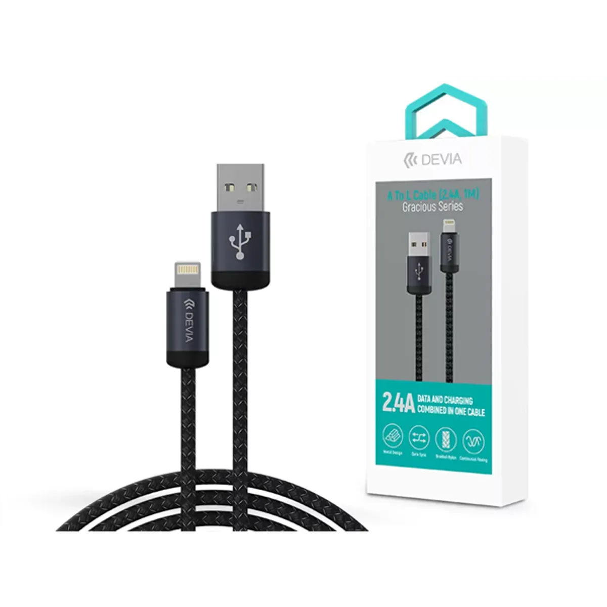 DEVIA ST108035 Gracious v2 2.4A 1m USB Lightning adat- és töltőkábel #1
