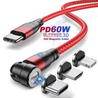 BLACKBIRD BH1412 Mágneses töltőkábel 3 fej PD 60W QC3.0 USB-C Lightning Micro USB #1