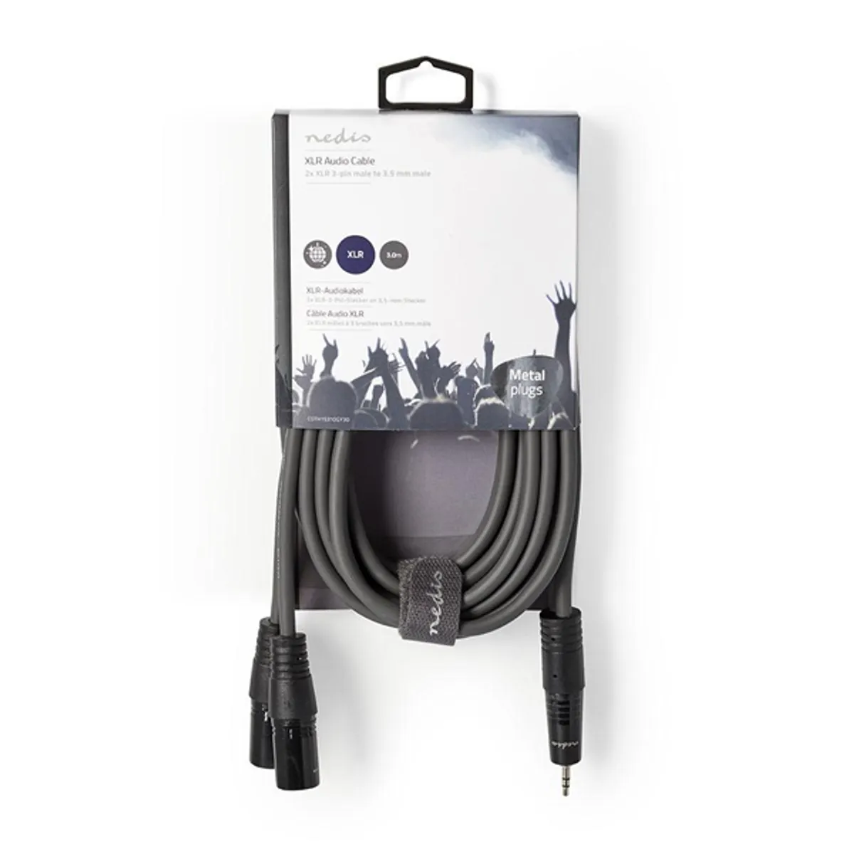 Nedis COTH15310GY30 XLR kábel 2x XLR 3 tűs, 3,5 mm, szimmetrikus, 3 m, sötét szürke #3
