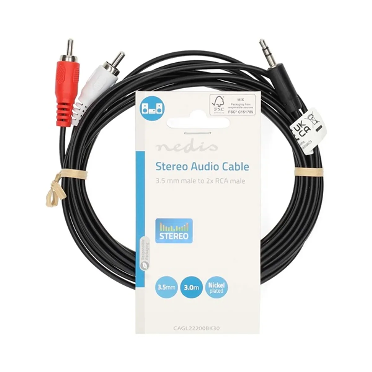 Nedis CAGL22200BK30 Audió kábel 3,5 mm jack - 2x RCA, 3 m fekete #3