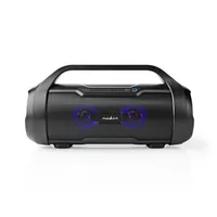 Nedis SPBB310BK Partymagnó Bluetooth 5.0 40 W RMS 120 W csúcs 3000 mAh IPX5 10 m hatótávolság USB AUX microSD fekete